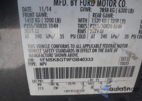 2015 Ford Explorer Sport z USA, uszkodzony, nr VIN 1FM5K8GT9FGB40333